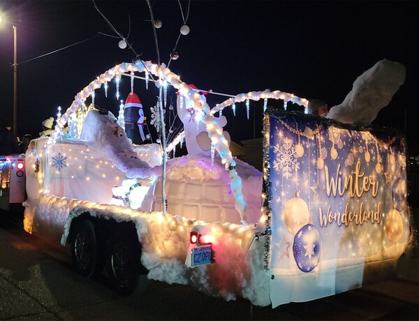 Winter Wonderland float with lights.